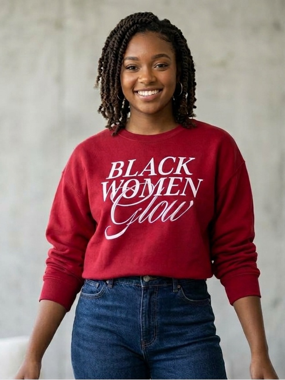 Black Women Glow Pullover Crewneck Sweatshirt by Legendary Rootz